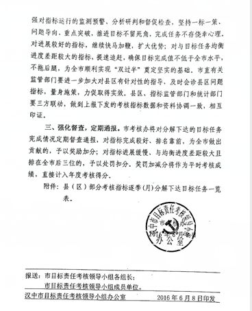 镇巴县目标责任考核领导小组办公室关于启动倒逼机制分解下达市对县考核主要指标任务的通知